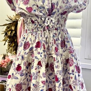 Derek Lam Women’s Cream Dress with Purple Floral Pomegranate Print